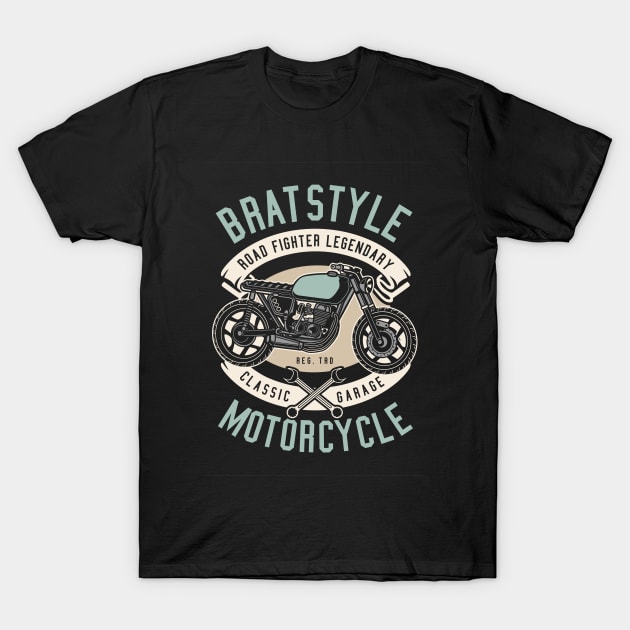 Brat Style Motorcycle T-Shirt by p308nx